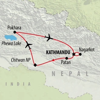 tourhub | On The Go Tours | Treasures of Nepal - 9 days | Tour Map
