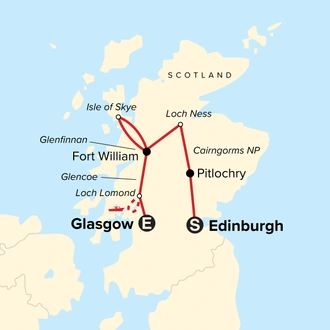 tourhub | G Adventures | Scotland: History & Highlands | Tour Map