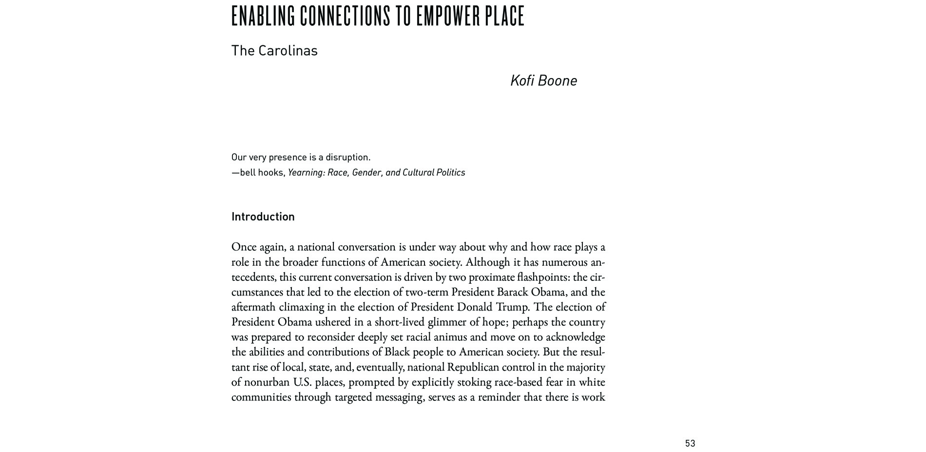 Black Landscapes Matter, Enabling Connections to Empower Place: The Carolinas (pg. 53)