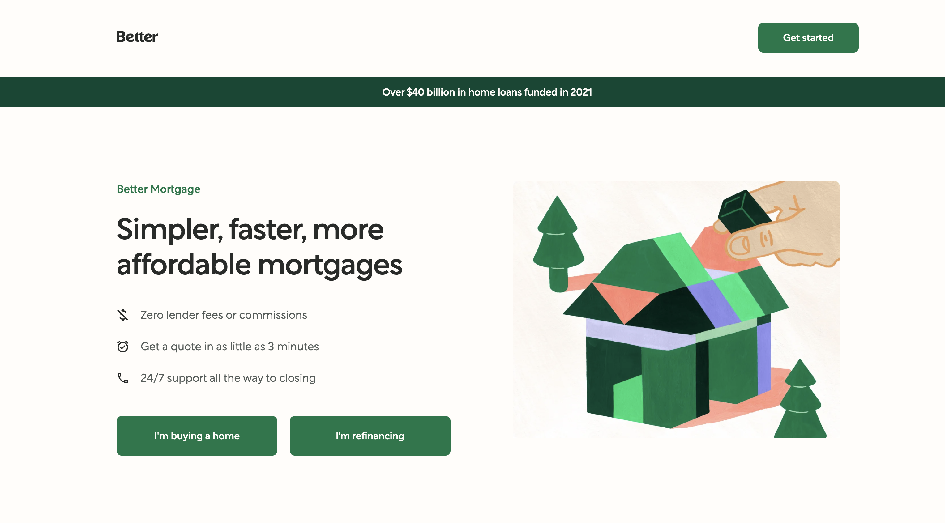 Better.com mortgage landing page
