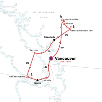 tourhub | G Adventures | Active West Coast Canada Discovery | Tour Map