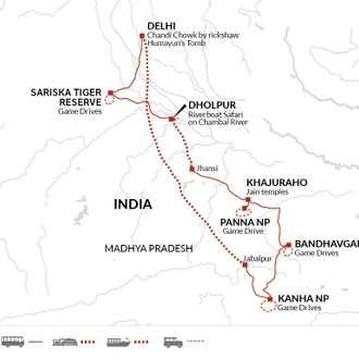 tourhub | Explore! | Indian Wildlife Adventure | Tour Map
