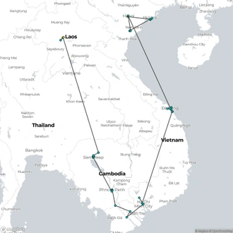 tourhub | CONNEK TRIP | 20-DAY INDOCHINA ODDYSSEY SMALL GROUP: SOLO ADVENTURES IN VIETNAM - CAMBODIA - LAOS | Tour Map