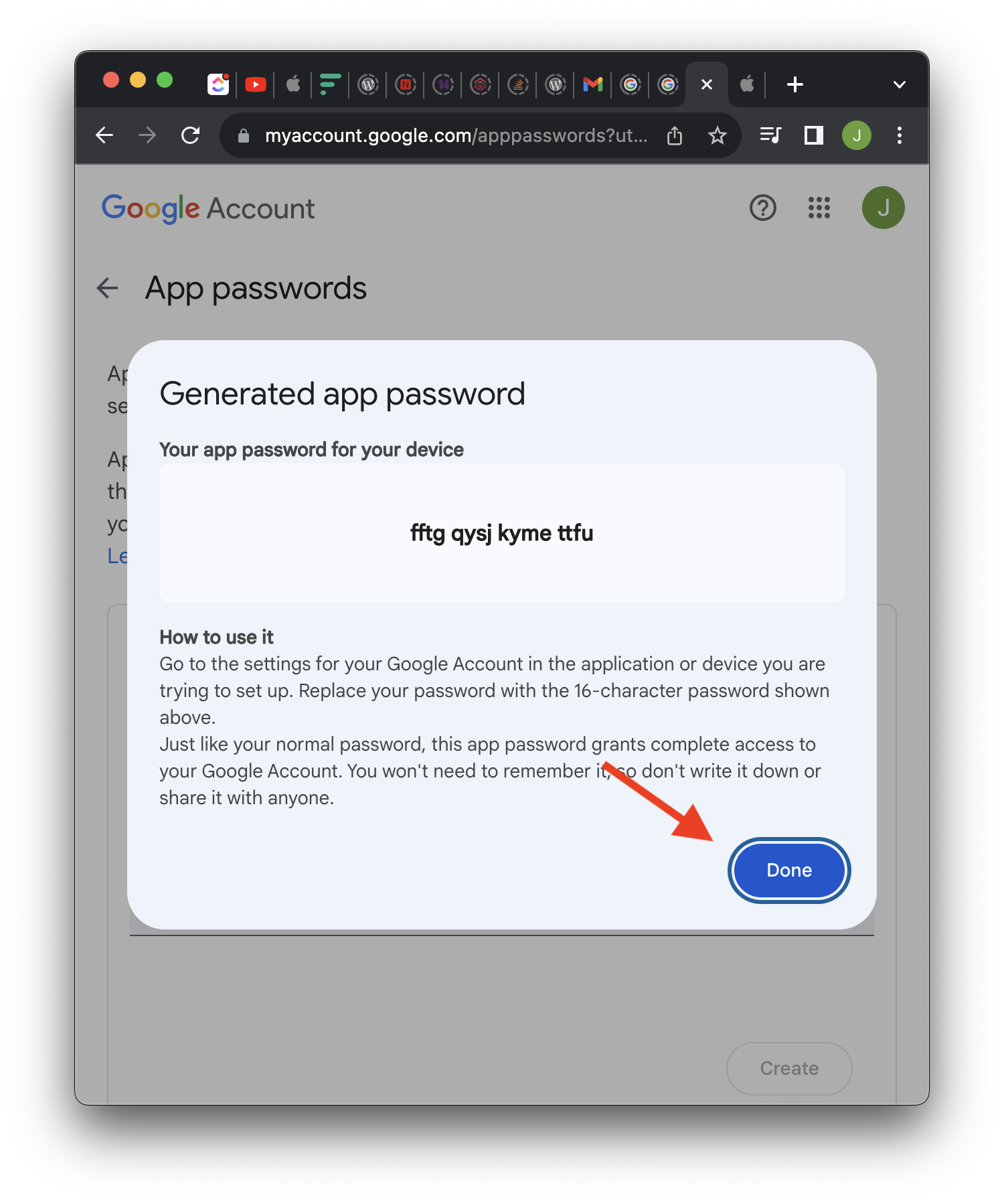 Generate App Password for your device