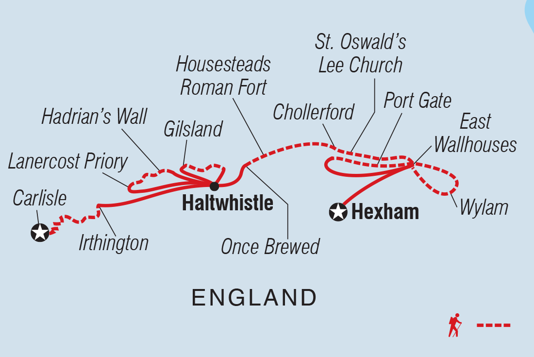 tourhub | Intrepid Travel | Walk Hadrian's Wall Highlights | Tour Map