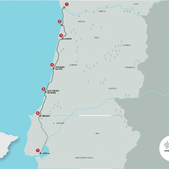 tourhub | Authentic Trails | Porto to Lisbon guided bike tour | Tour Map