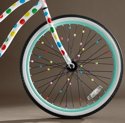 beads on spoke of polka dot bike