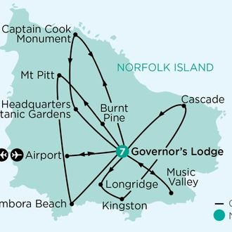 tourhub | APT | Norfolk Island History, Endemic Flora & Remote Gardens | Tour Map