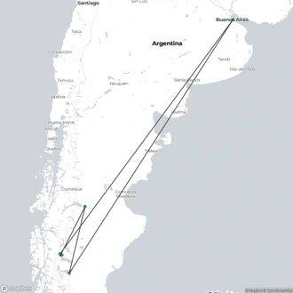 tourhub | Unu Raymi Tour Operator & Lodges | Argentinian Adventure 1: Buenos Aires & Patagonia – 9 Days | Tour Map