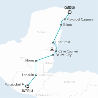 tourhub | Bamba Travel | Antigua to Cancun Travel Pass | Tour Map