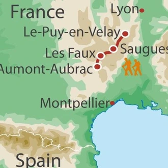 tourhub | UTracks | Le Puy Camino - Le Puy to Aumont | Tour Map