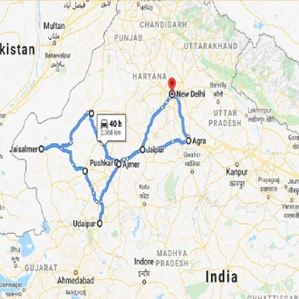 tourhub | GT India Tours | Rajasthan with Agra Tour | Tour Map