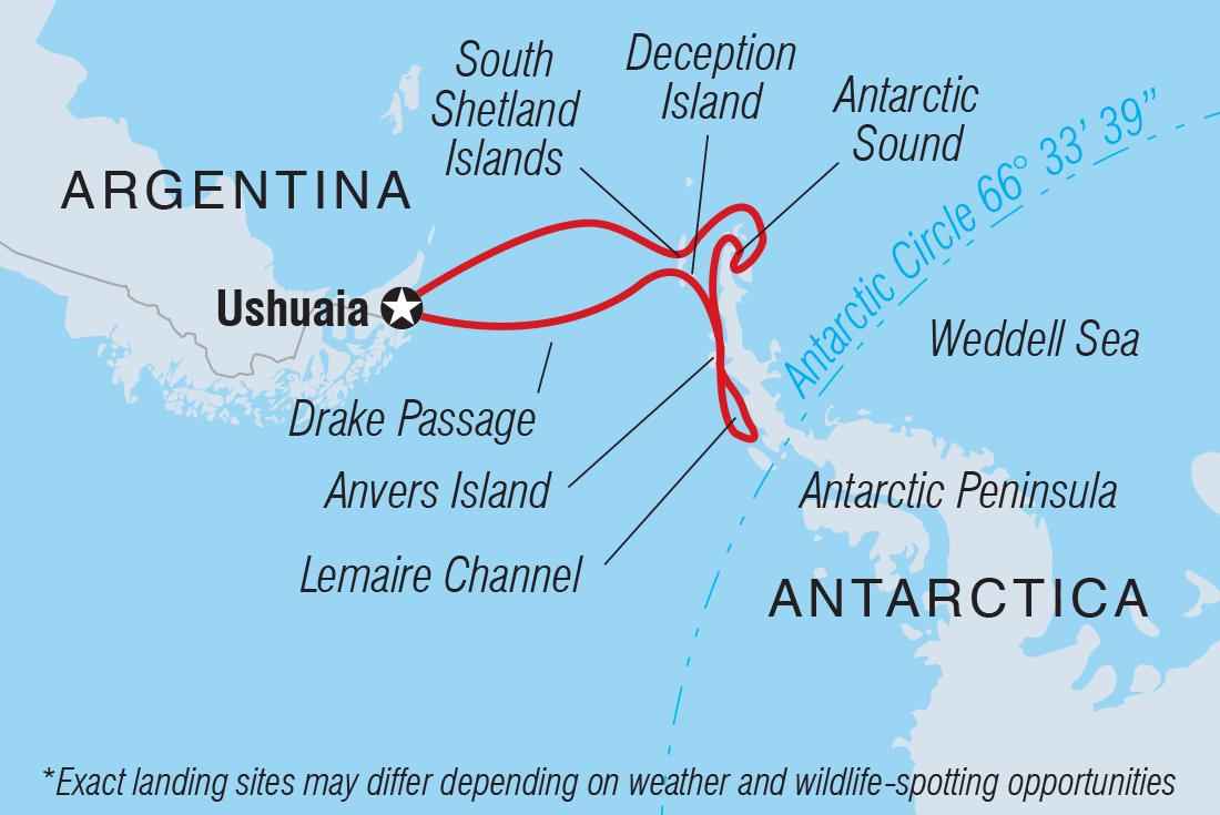 tourhub | Intrepid Travel | Best of Antarctica In Depth (Ocean Endeavour) | Tour Map