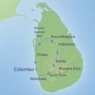 tourhub | Cox & Kings | Splendours of Sri Lanka: Solo Travellers Tour | Tour Map