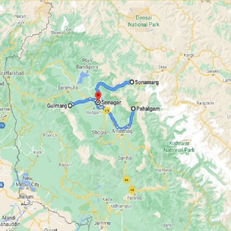 tourhub | UncleSam Holidays | Amazing Kashmir | Tour Map