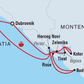 tourhub | Intrepid Travel | Montenegro Sailing Adventure from Dubrovnik | Tour Map