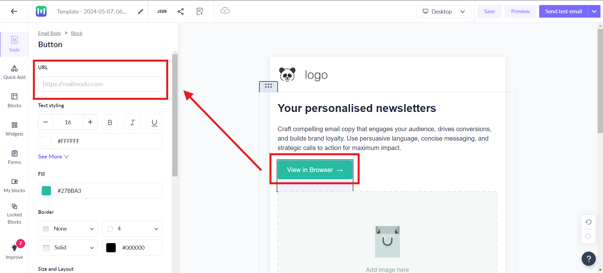 How to add "View in browser" link in your email template?