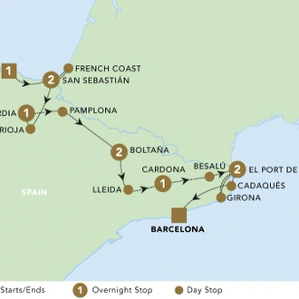 tourhub | Back-Roads Touring | Highlights of Northern Spain 2025 | Tour Map