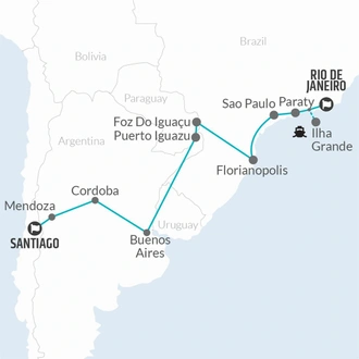 tourhub | Bamba Travel | Santiago to Rio de Janeiro Travel Pass | Tour Map