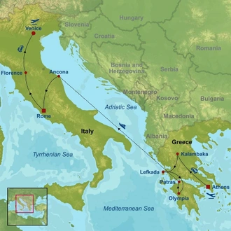 tourhub | Indus Travels | Highlights of Greece and Italy | Tour Map