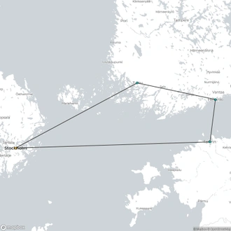 tourhub | Nordic Unique Travels | 7-Day in Finland, Estonia and Sweden in Summer | Tour Map