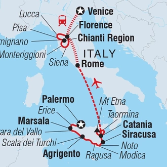 tourhub | Intrepid Travel | Premium Sicily and Tuscany | Tour Map