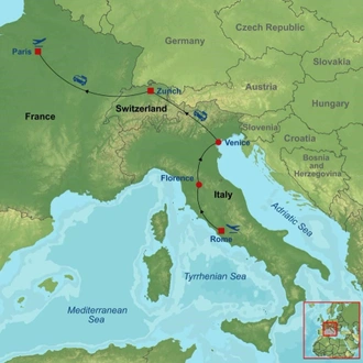 tourhub | Indus Travels | Best of Italy, Switzerland and Paris | Tour Map