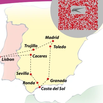 tourhub | VPT TOURS | 7 Days Andalusia & Madrid from Lisbon (Thursdays) | Tour Map