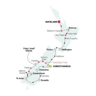 tourhub | AAT Kings | New Zealand Marvel | Tour Map