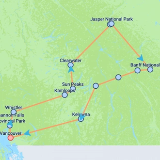 tourhub | On The Go Tours | Best of West Canada 2024 - 7 days | Tour Map