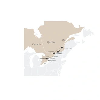 tourhub | Luxury Gold | Indulgence in Eastern Canada | Tour Map