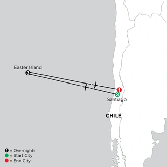 tourhub | Globus | Independent Santiago City Stay with Easter Island | Tour Map