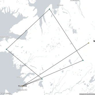 tourhub | YellowWood Adventures | Iceland: Waterfalls, Hot Springs & Highland Hikes Through Volcanic Landscapes | Tour Map