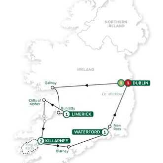 tourhub | Brendan Vacations | Irish Highlights Winter 2024/2025 | Tour Map