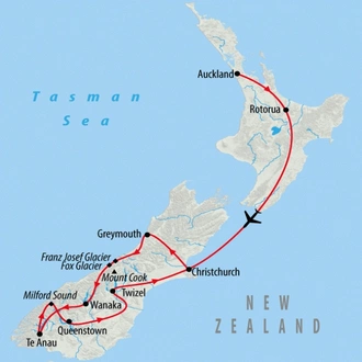 tourhub | On The Go Tours | South Island Explorer - 12 days | Tour Map