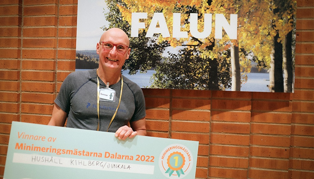 Bilden visar vinnare i kommunkampen Dalarna 2022 är hushållet Kihlberg/Junkala. På bilden ser vi Gunnar Kihlberg. 