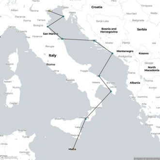 tourhub | Aurora Expeditions | Valletta to Venice: An Adriatic Renaissance | Tour Map