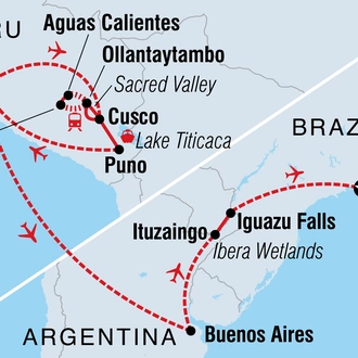tourhub | Intrepid Travel | Explore Peru, Argentina & Brazil | Tour Map