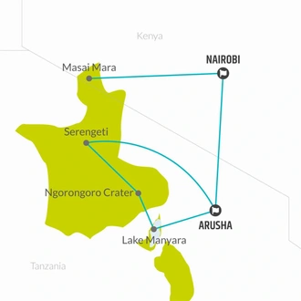 tourhub | Bamba Travel | Kenya & Tanzania 4WD Safari Adventure 12D/11N | Tour Map