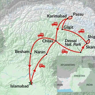 tourhub | Encounters Travel | Karakorum Highlights Tour | Tour Map