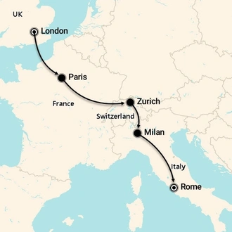 tourhub | Discovery Nomads | From London to Paris and Rome Tour | Tour Map