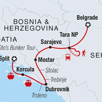 tourhub | Intrepid Travel | Premium Split to Belgrade | Tour Map