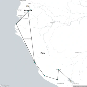 tourhub | Oasis Overland | LA PAZ to QUITO (41 days) Andes & Amazon | Tour Map