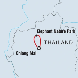 tourhub | Intrepid Travel | Chiang Mai & Elephant Experience  | Tour Map