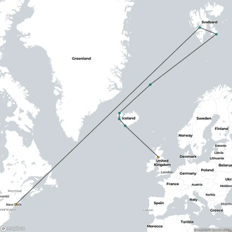 tourhub | HX Hurtigruten Expeditions | Iceland, Jan Mayen and Spitsbergen – Arctic Island Discovery from Glasgow | Tour Map