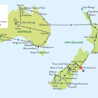 tourhub | Travelsphere | The Wonders of Australia with New Zealand add-on | Tour Map