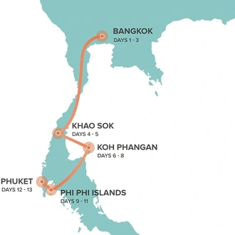 tourhub | Intro Travel | Thai Experience | Tour Map