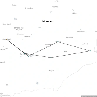 tourhub | Oasis Overland | MARRAKECH to MARRAKECH (9 days) Souks & Sand Dunes | Tour Map