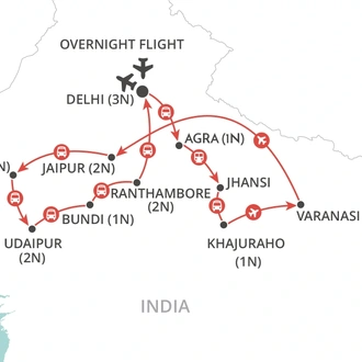 tourhub | Wendy Wu | Highlights of India | Tour Map