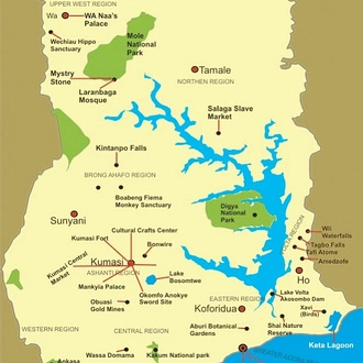 tourhub | Ashanti African Tours | Ghana Culture, History and Wildlife Tour | Tour Map